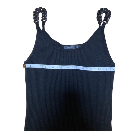 August Silk Knits black knit camisole with black chain straps. - Picture 3 of 5